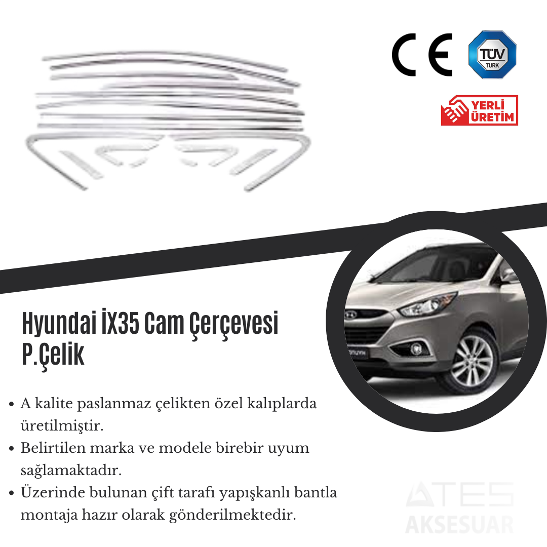 Hyundai İx35 Cam Çerçevesi Paslanmaz Çelik