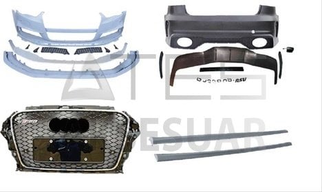 AUDI A3 2013-2016 RS3 BODY KIT ( SEDAN) - ÖN ARKA TAMPON&PANJUR&MARŞPİYEL (EGZOZ DAHİL)