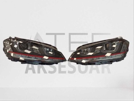 VOLKSWAGEN GOLF 7 MK7 2012-2018 U LED FAR GTI KIRMIZI