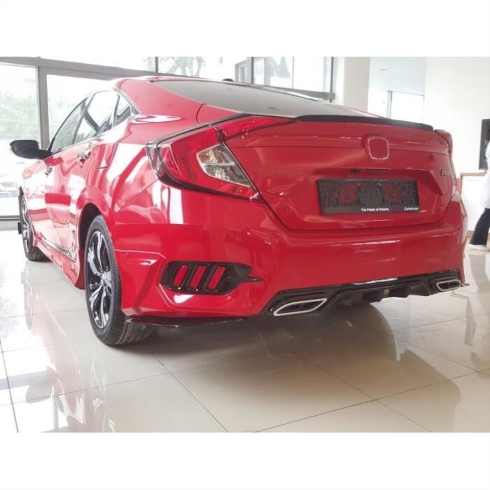 CIVIC FC5 2016-2021 IÇIN UYUMLU  ARKA SIS 3 ÇIZGI KIRMIZI- PIANO BLACK