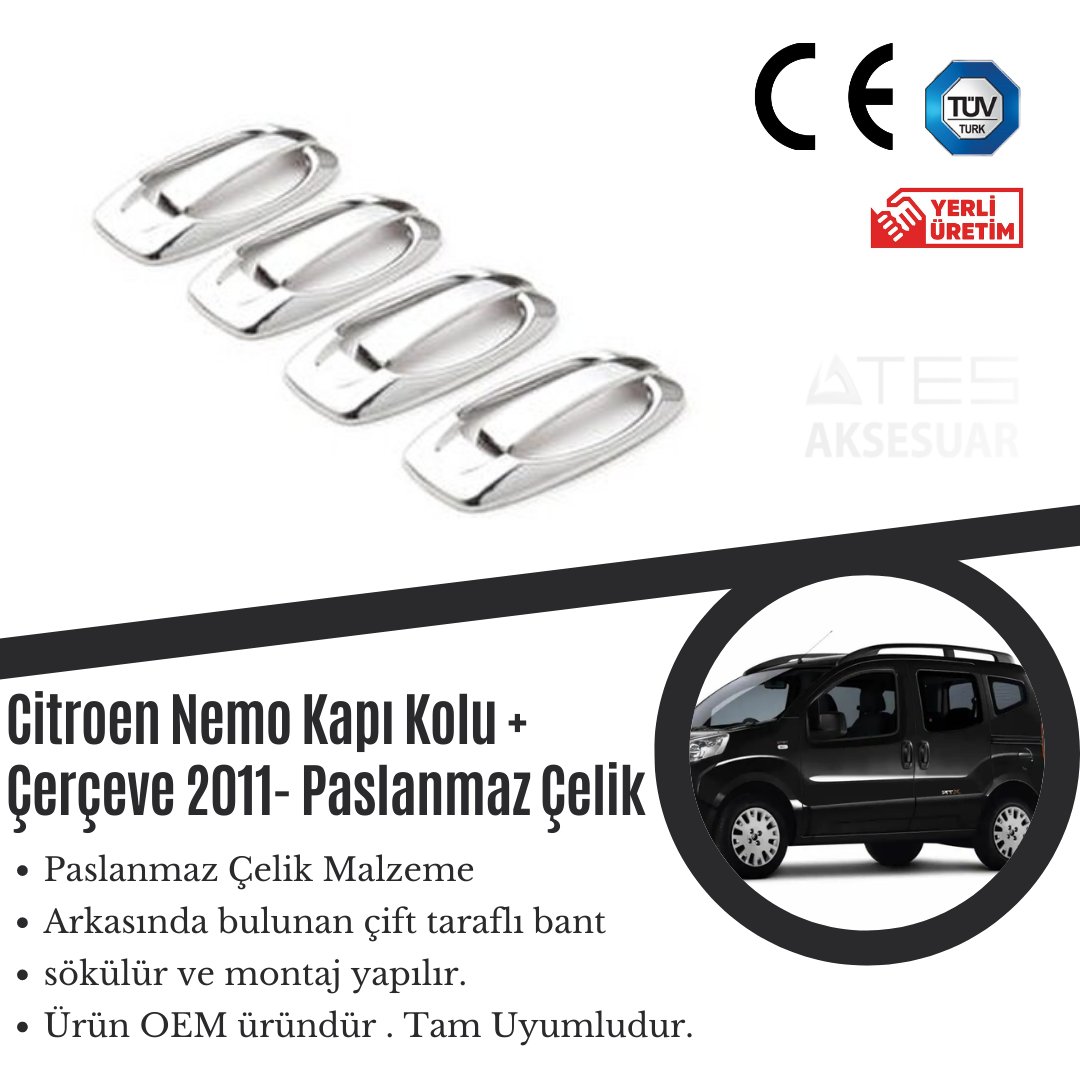Citroen Nemo 2011 Kapı Kolu Paslanmaz Çelik