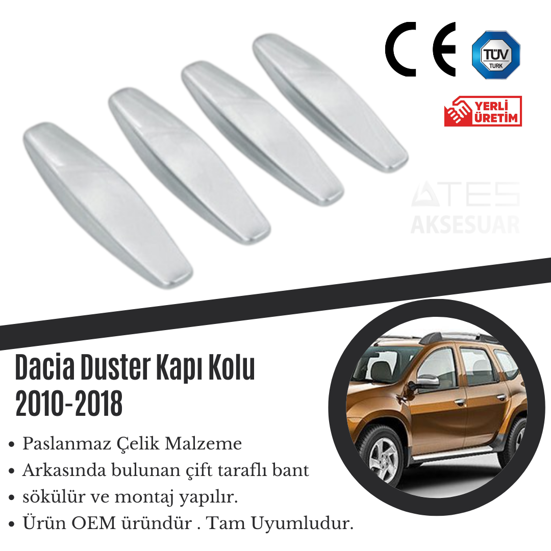 Dacia Duster 2010-2018 Kapı Kolu Çerçevesi Paslanmaz Çelik