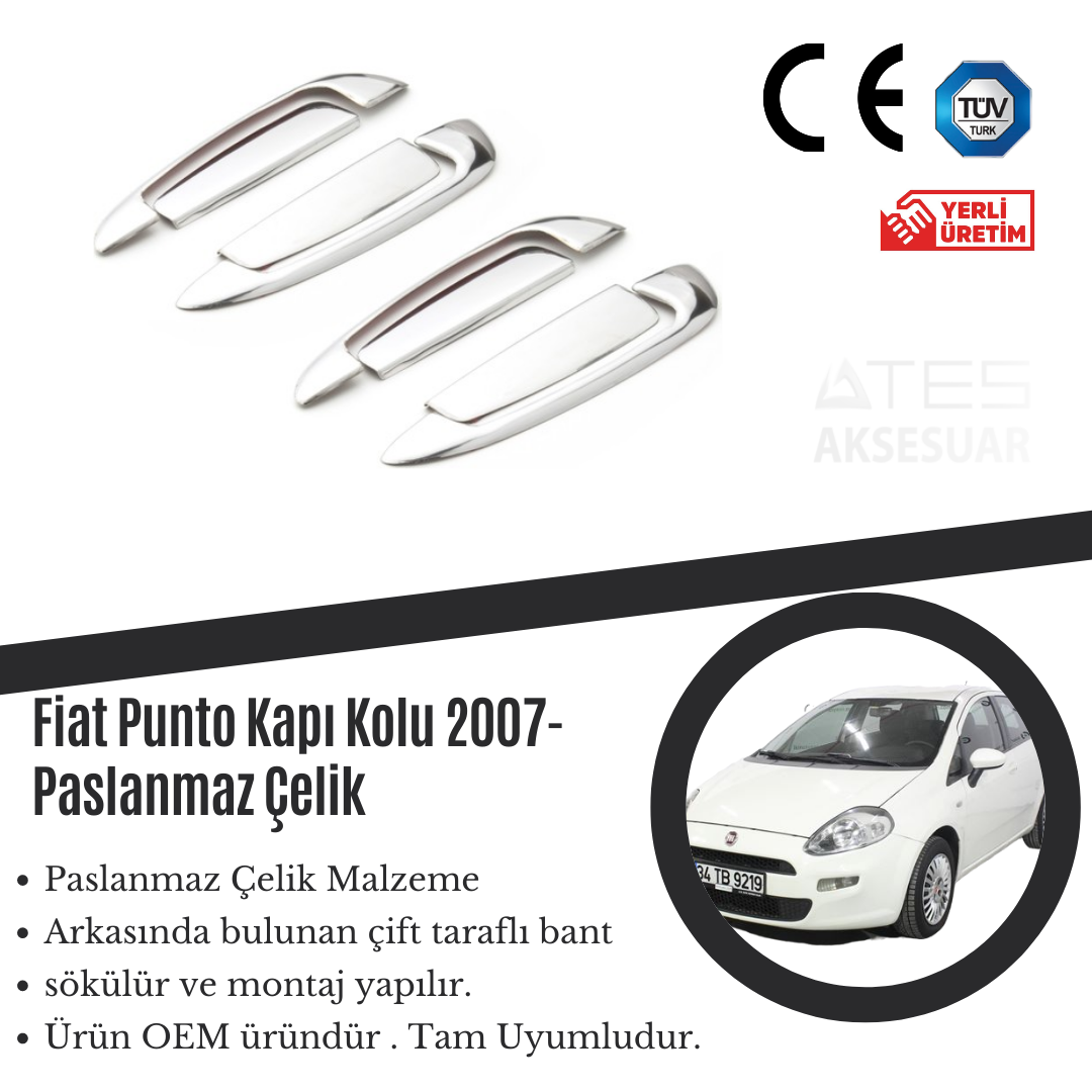 Fiat Punto 2007 Kapı Kolu Paslanmaz Çelik