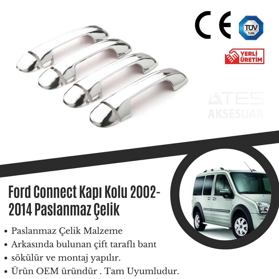 Ford Connect 2002-2014 Kapı Kolu Çerçevesi Paslanmaz Çelik