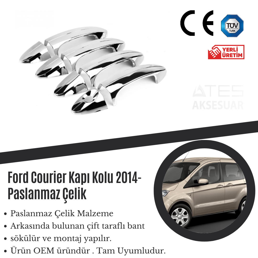 Ford Courier 2014 Kapı Kolu Çerçevesi Paslanmaz Çelik