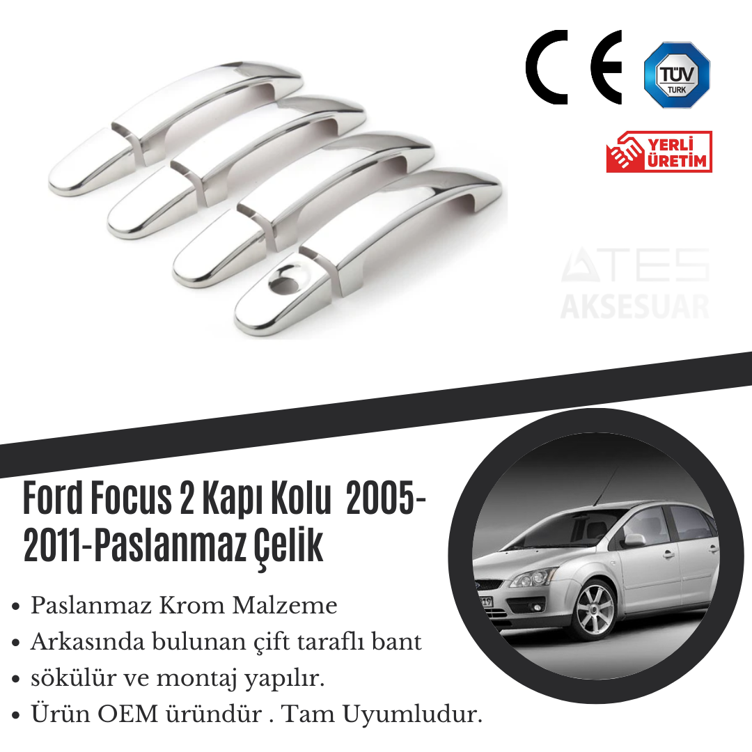 Ford Focus 2 2005-2011 Kapı Kolu Çerçevesi Paslanmaz Çelik