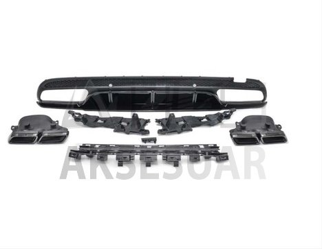 MERCEDES W205 C63 EDITION 1 DIFÜZÖR & EGZOZ SETI PIANO BLACK (AMG SEDAN) (SIYAH EGZOZ ILE)