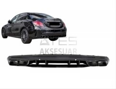 MERCEDES W205 C63 EDITION 1 DIFÜZÖR & EGZOZ SETI PIANO BLACK (AMG SEDAN) (SIYAH EGZOZ ILE)