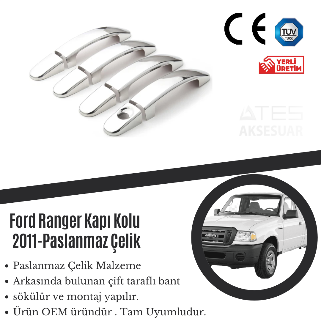 Ford Ranger 2011 Kapı Kolu Paslanmaz Çelik