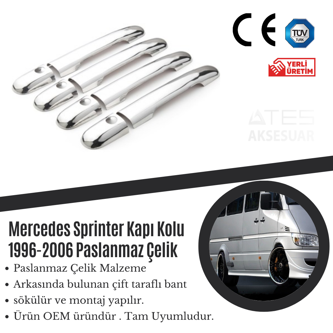 Mercedes Sprinter 1996-2006 Kapı Kolu Paslanmaz Çelik