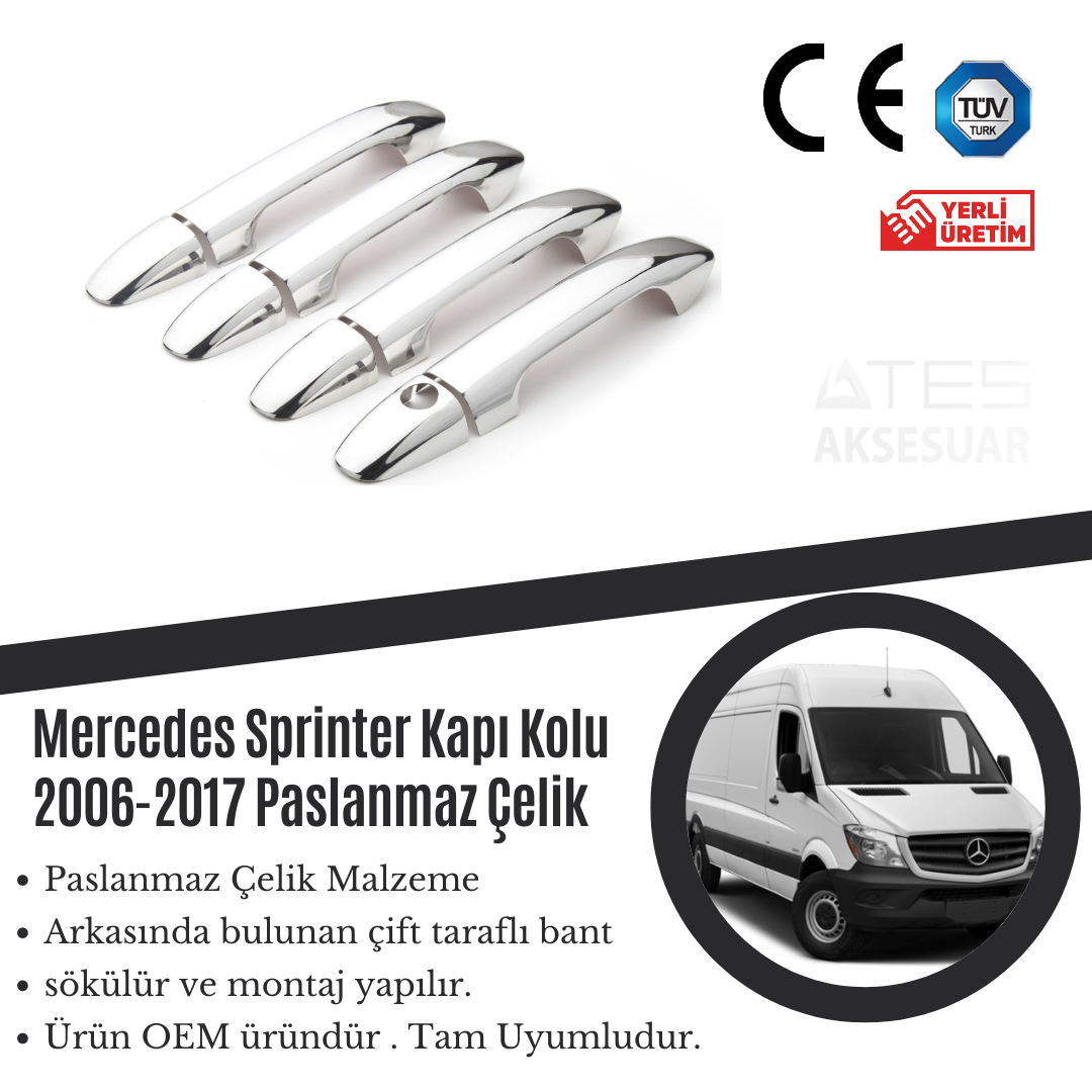 Mercedes Sprinter 2006-2017 Kapı Kolu Paslanmaz Çelik