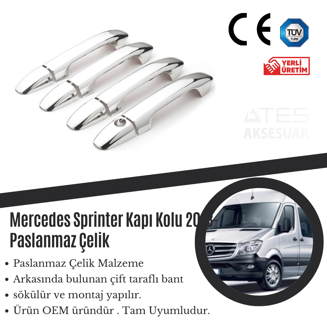 Mercedes Sprinter 2018 Kapı Kolu Paslanmaz Çelik