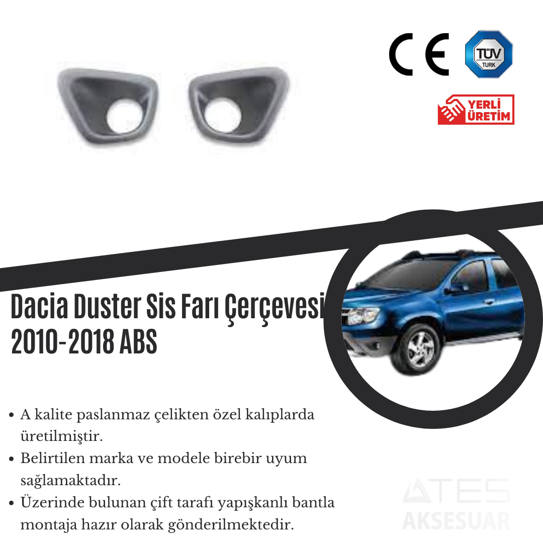 Dacia Duster 2010-2018 Sis Farı Çerçevesi ABS Krom