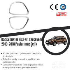 Dacia Duster 2010-2018 Sis Farı Çerçevesi Paslanmaz Çelik