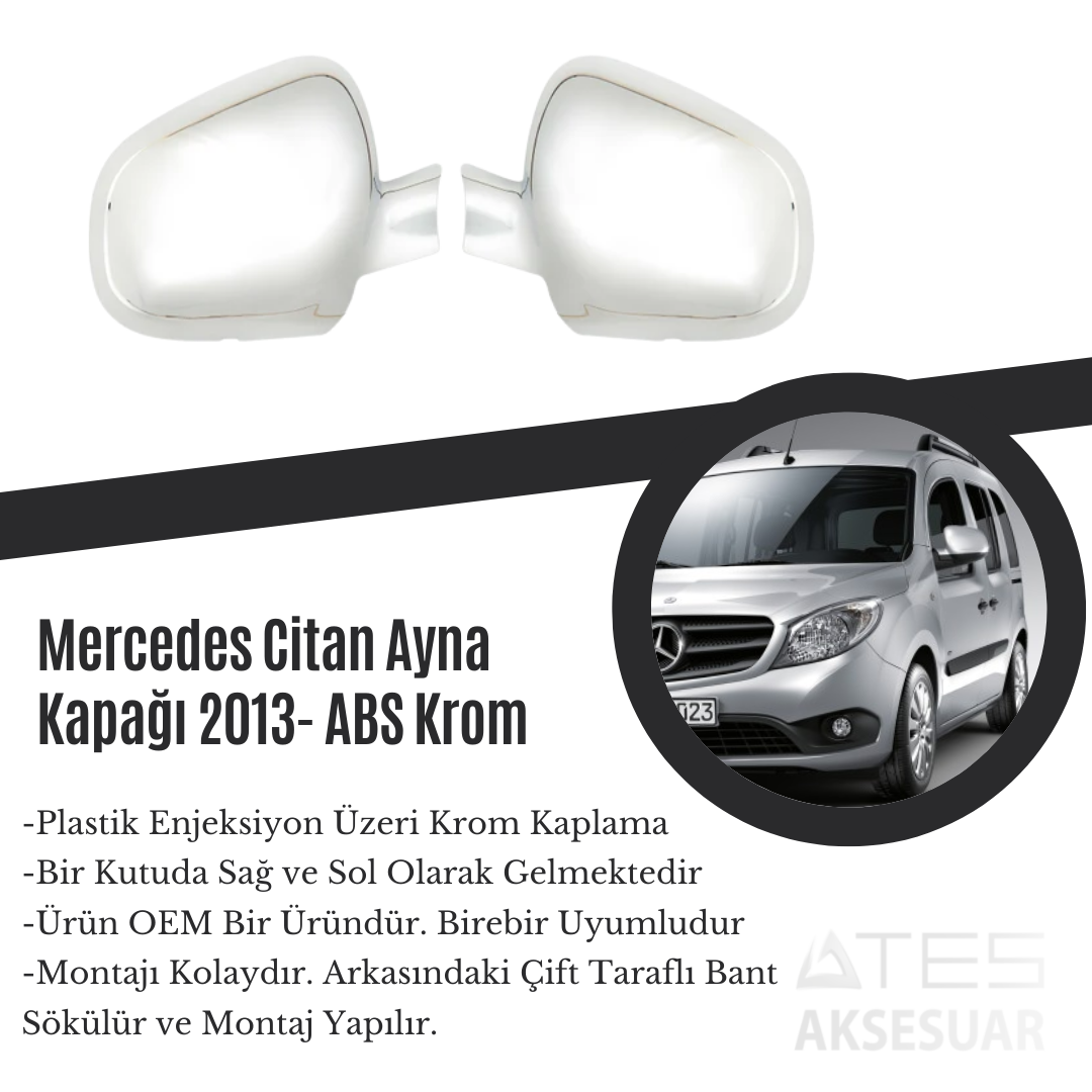 Mercedes Citan 2013 Ayna Kapağı ABS Krom