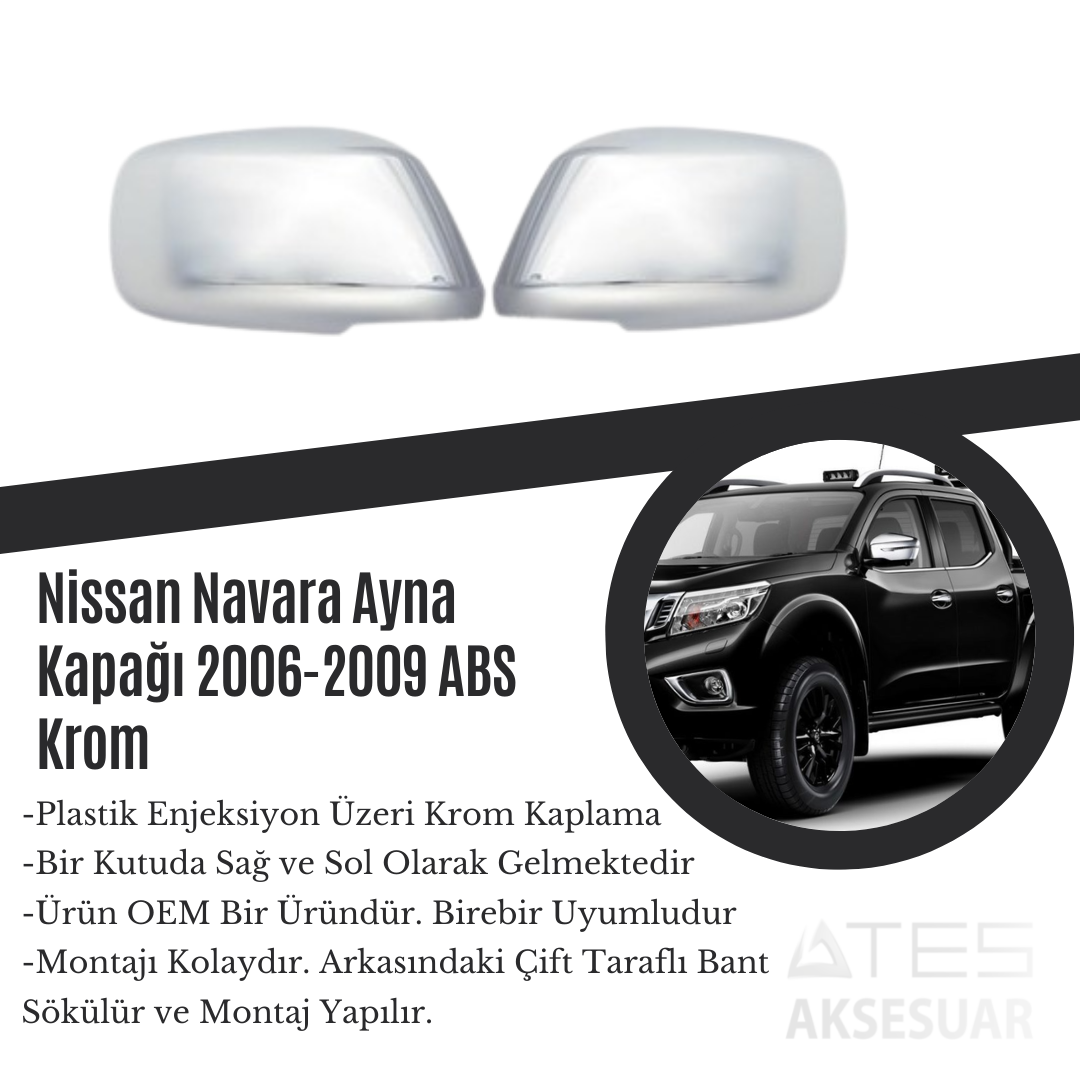 Nissan Navara 2006-2009 Ayna Kapağı ABS Krom