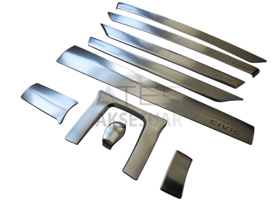 HONDA CIVIC FC5 2016-2021 İÇ KONSOL KAPLAMASI 9 PARÇA - SILVER