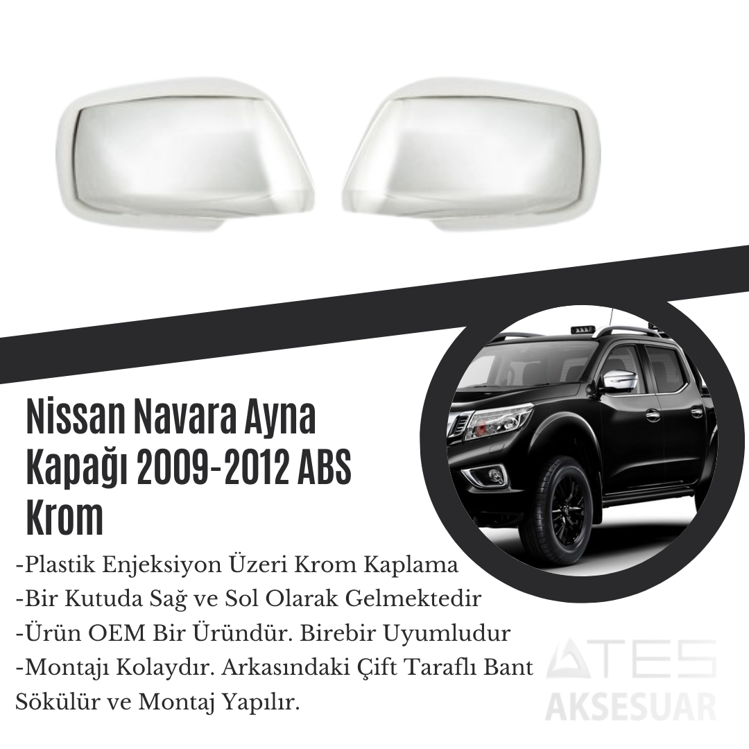 Nissan Navara 2009-2012 Ayna Kapağı ABS Krom