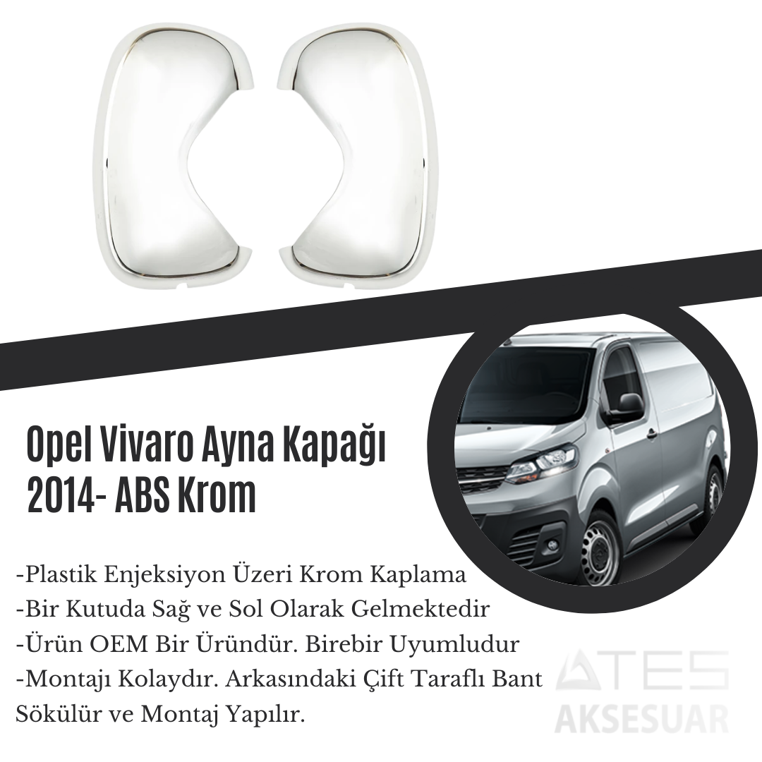 Opel Vivaro 2014 Ayna Kapağı ABS Krom