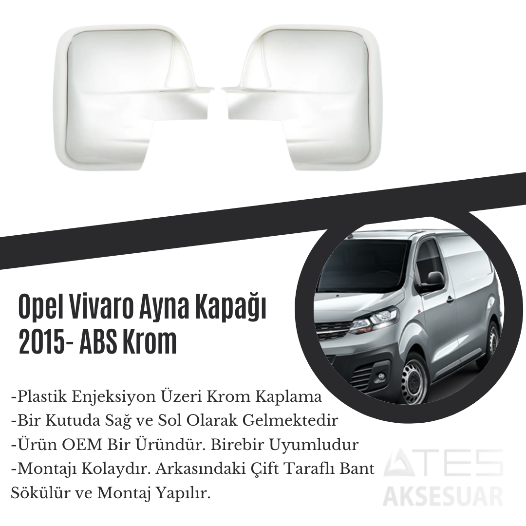 Opel Vivaro 2015 Ayna Kapağı ABS Krom
