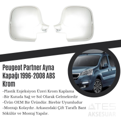 Peugeot Partner 1996-2008 Ayna Kapağı ABS Krom