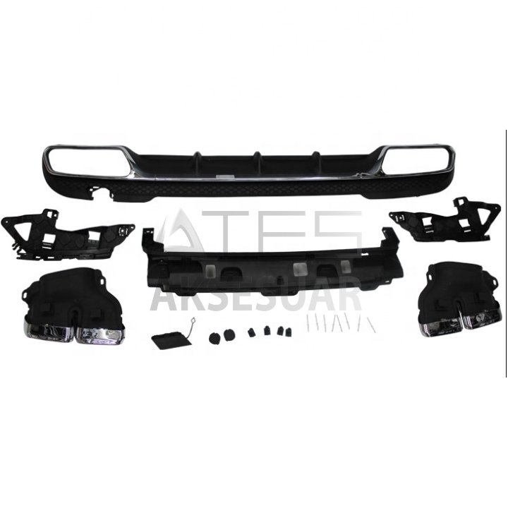 MERCEDES W212 E63 DİFÜZÖR & EGZOZ SETİ (SİLVER EGZOZ İLE ) (AMG MAKYAJLI KASA 2013-2016)