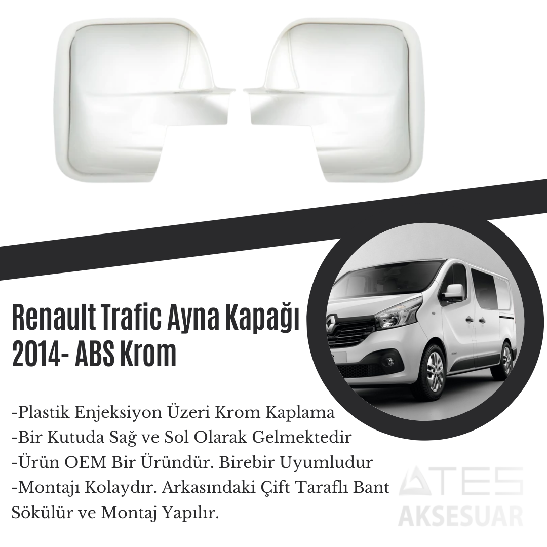 Renault Trafic 2014 Ayna Kapağı ABS Krom