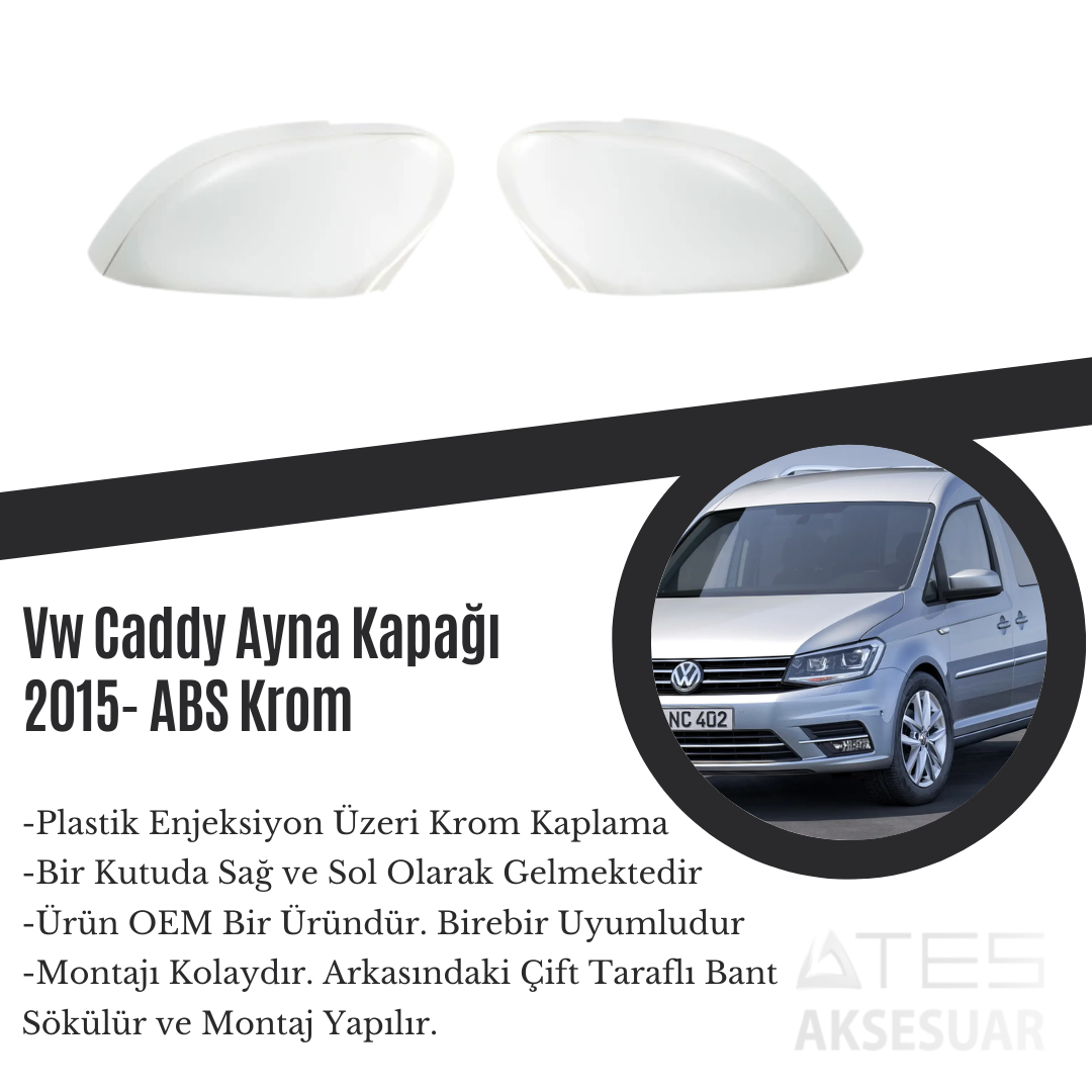 Volkswagen Caddy 2015 Ayna Kapağı ABS Krom