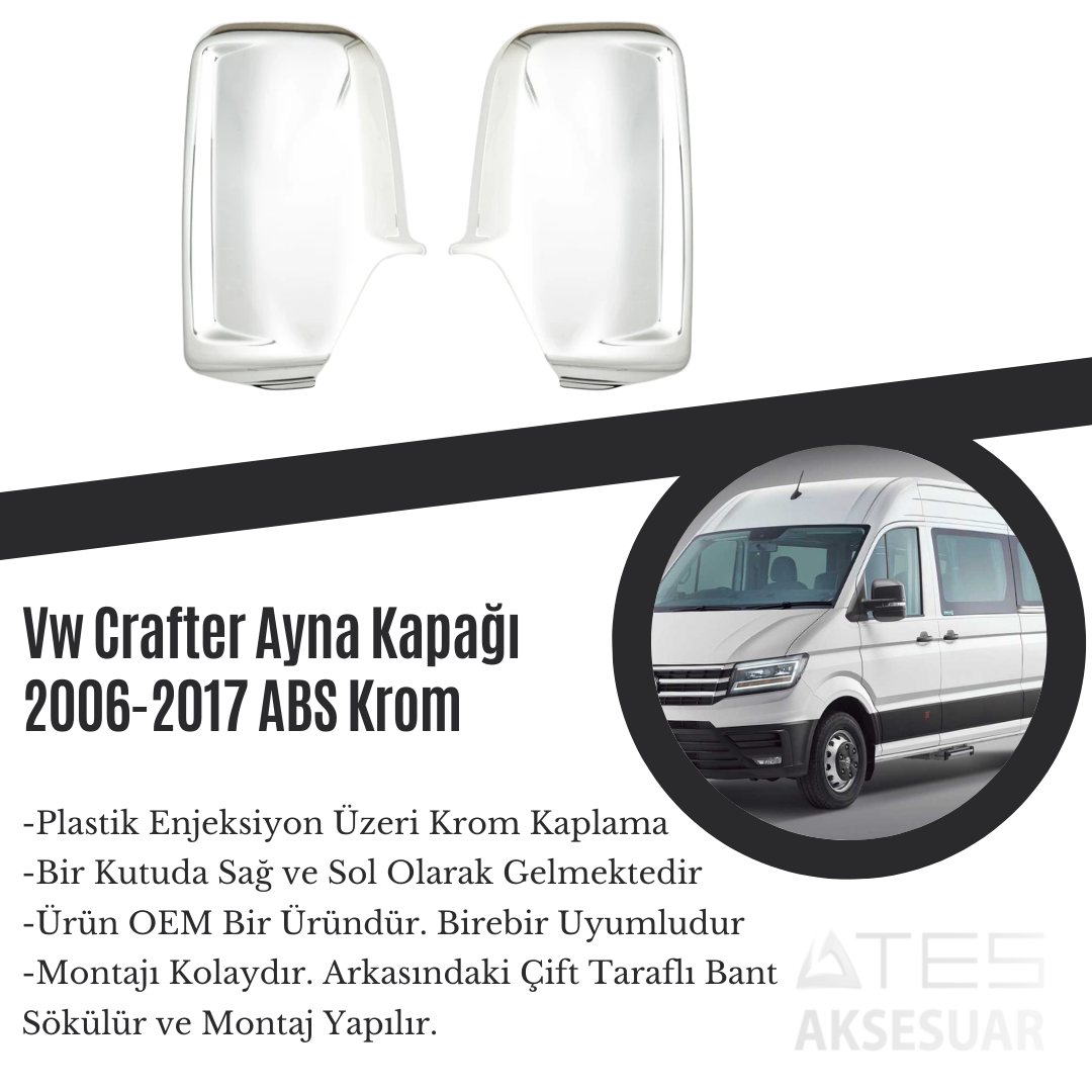 Volkswagen Crafter 2006-2017 Ayna Kapağı ABS Krom