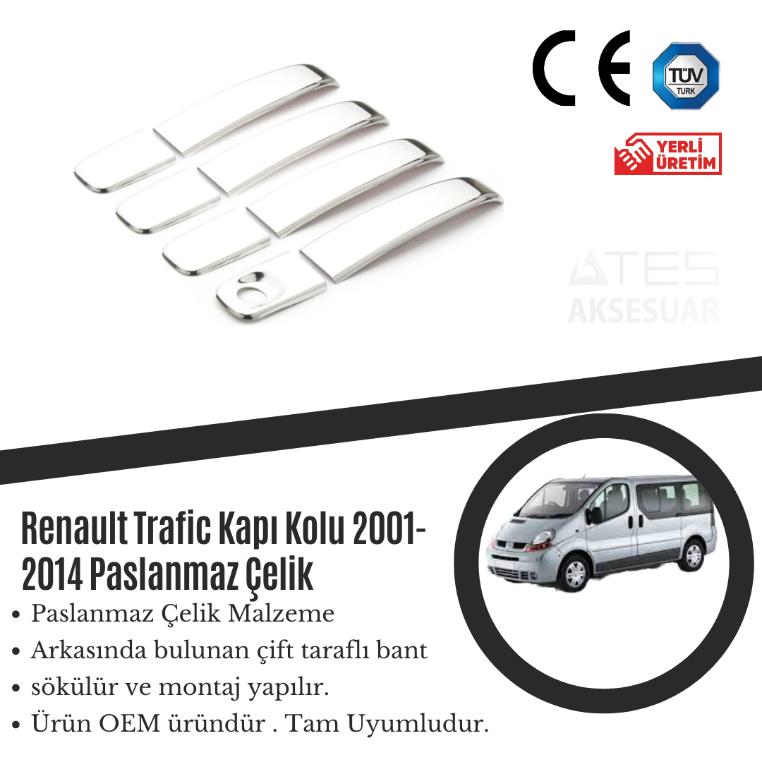 Renault Trafic 2001-2014 Kapı Kolu Paslanmaz Çelik