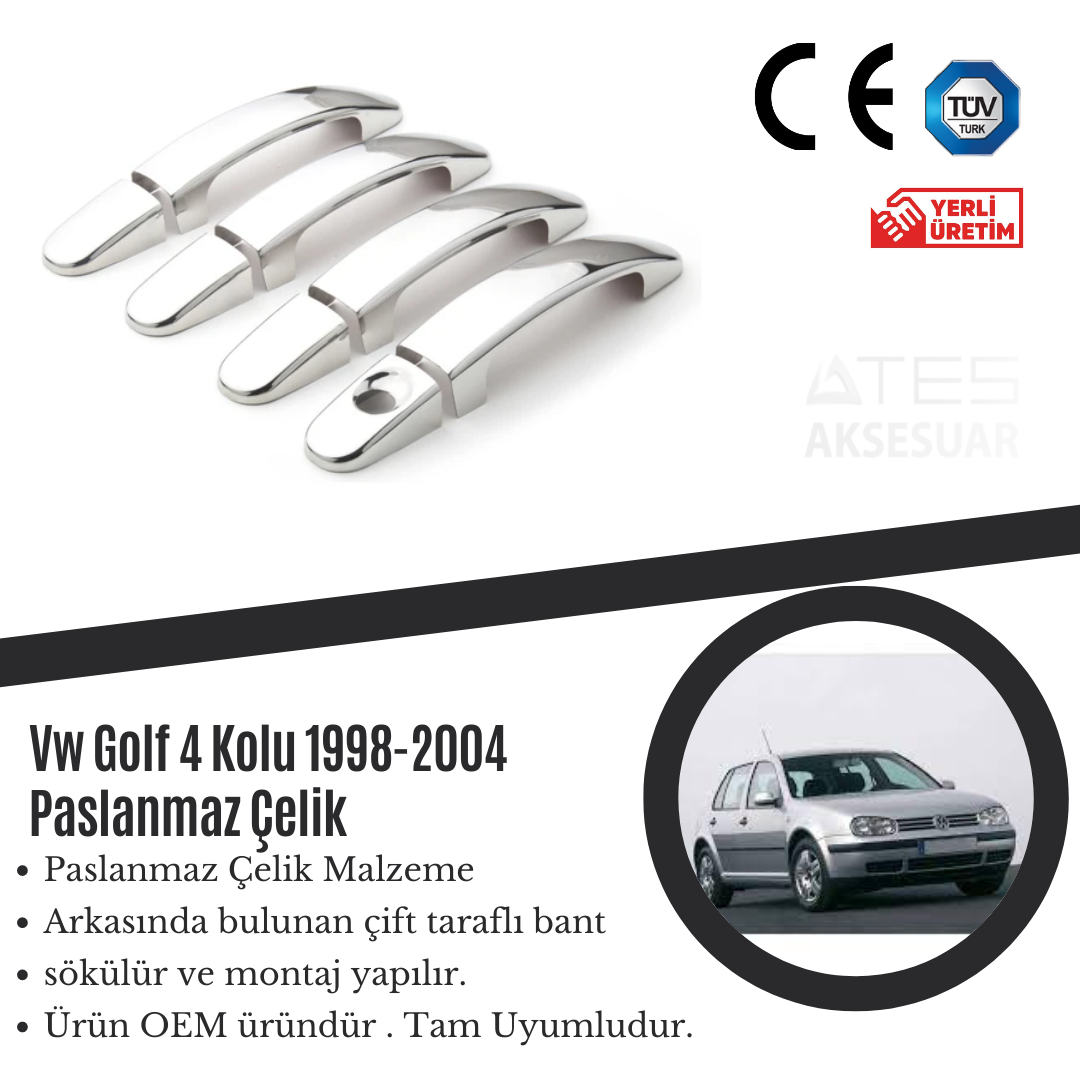 Volkswagen Golf 4 1998-2004 Kapı Kolu Paslanmaz Çelik