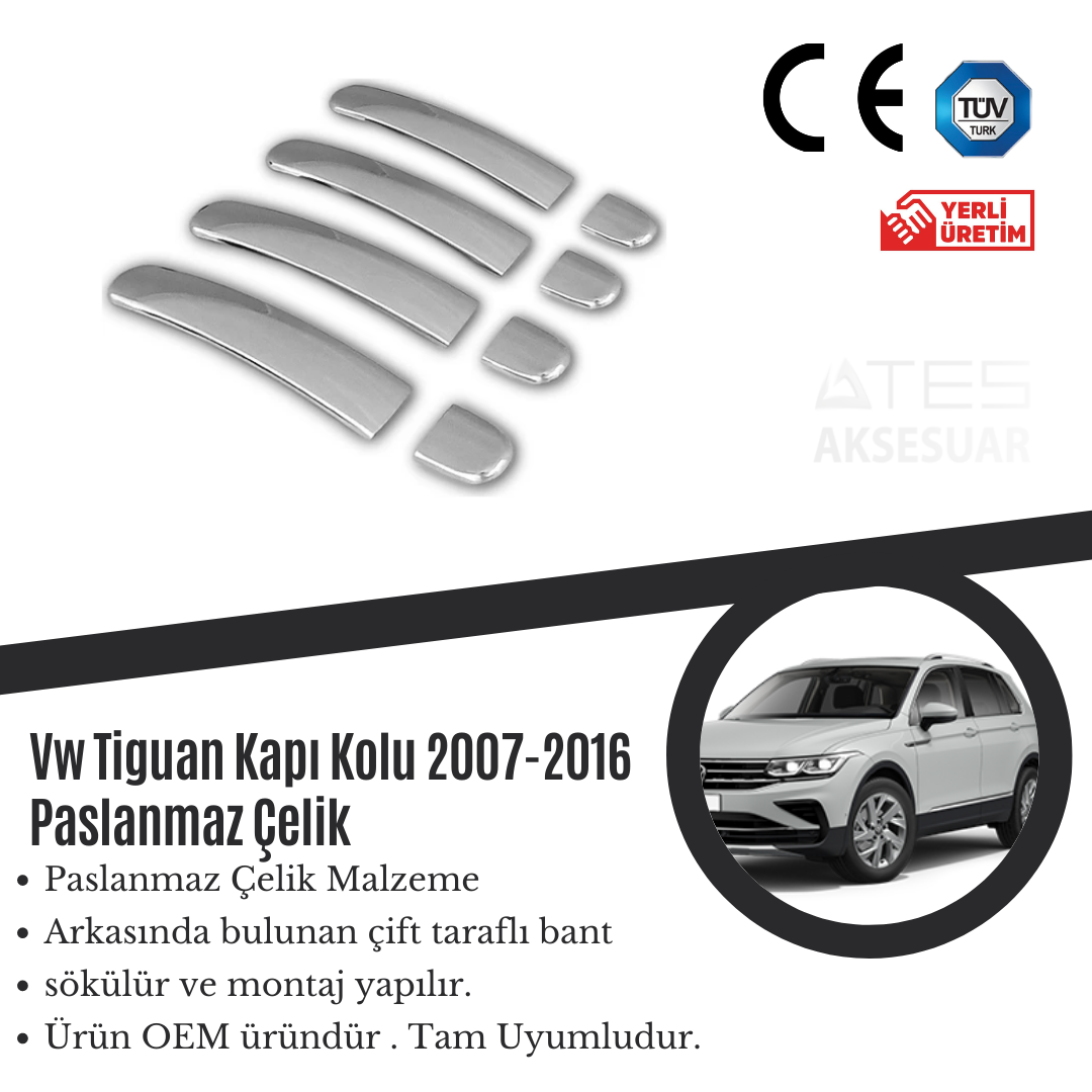 Volkswagen Tiguan 2007-2016 Kapı Kolu Paslanmaz Çelik