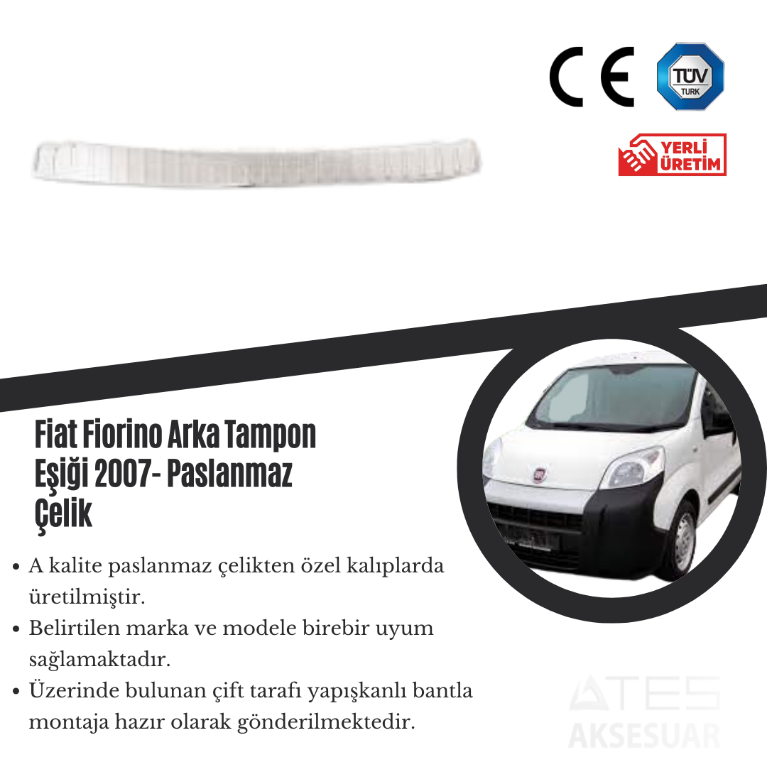 Fiat Fiorino 2007 Arka Tampon Eşiği Paslanmaz Çelik