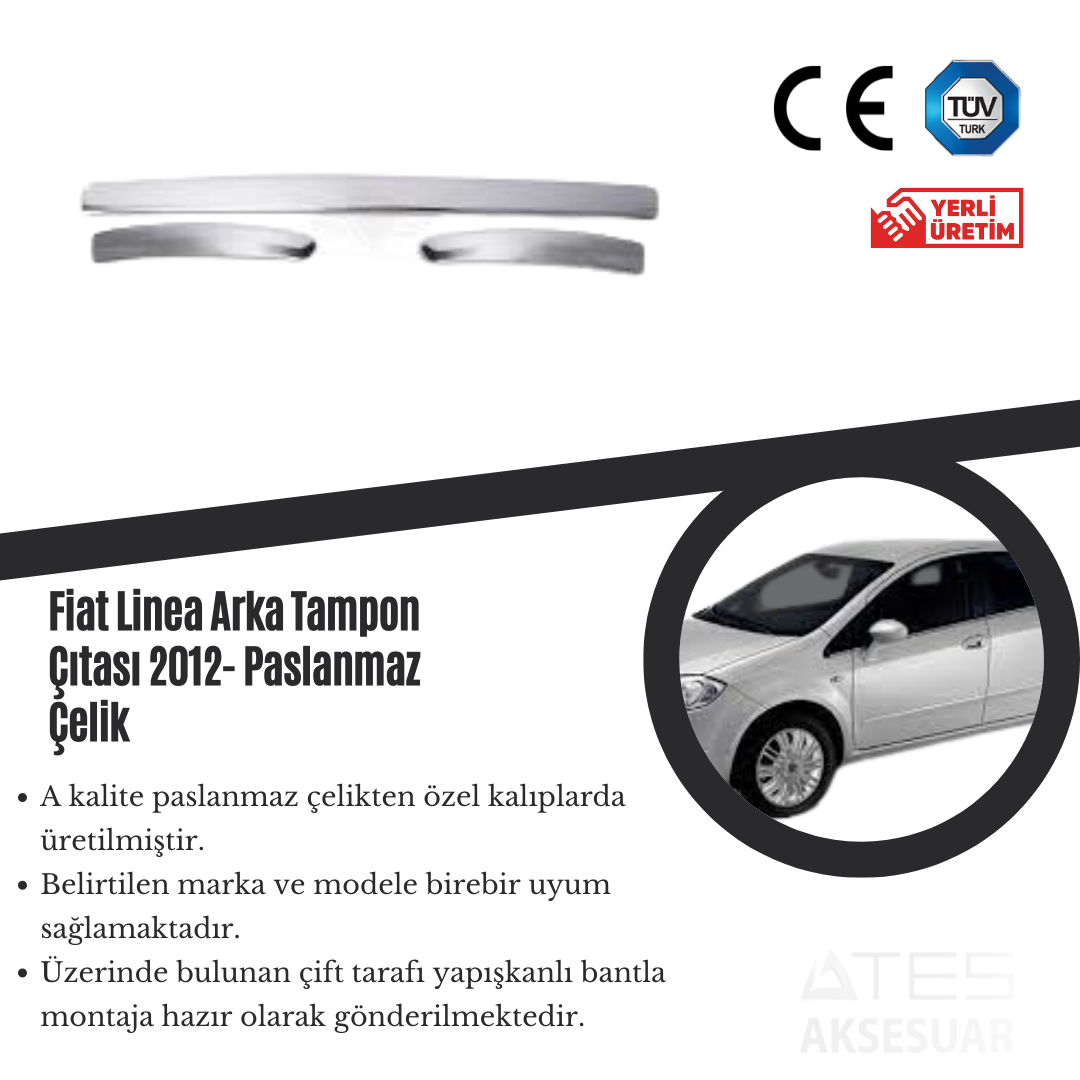 Fiat Linea 2012 Arka Tampon Eşiği Paslanmaz Çelik