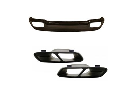 W176 12-15  A45 DIFÜZÖR  & EGZOZ SETI  (PARLAK SIYAH) - SIYAH EGZOZ ILE (AMG PAKET İÇİN )