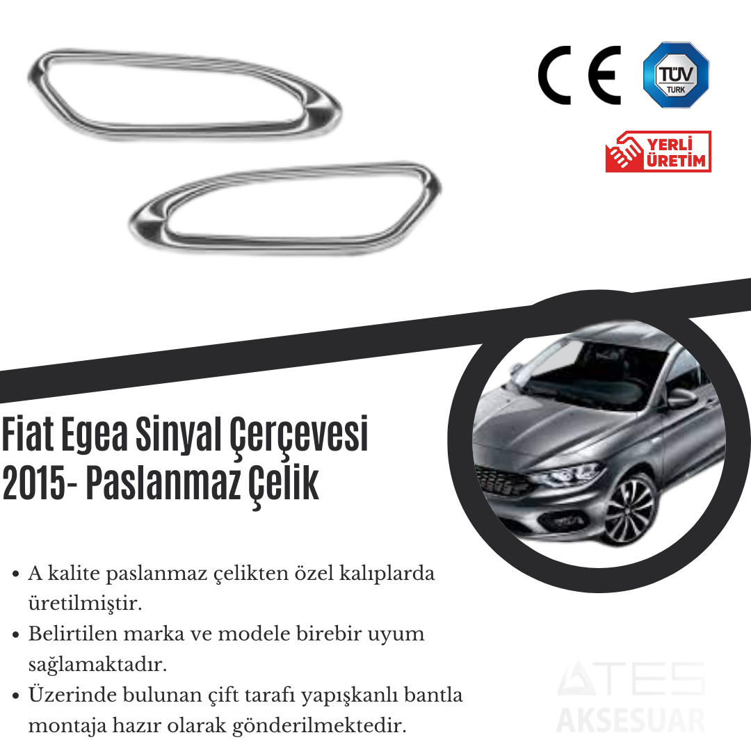 Fiat Egea 2015 Sis Farı Çerçevesi Paslanmaz Çelik
