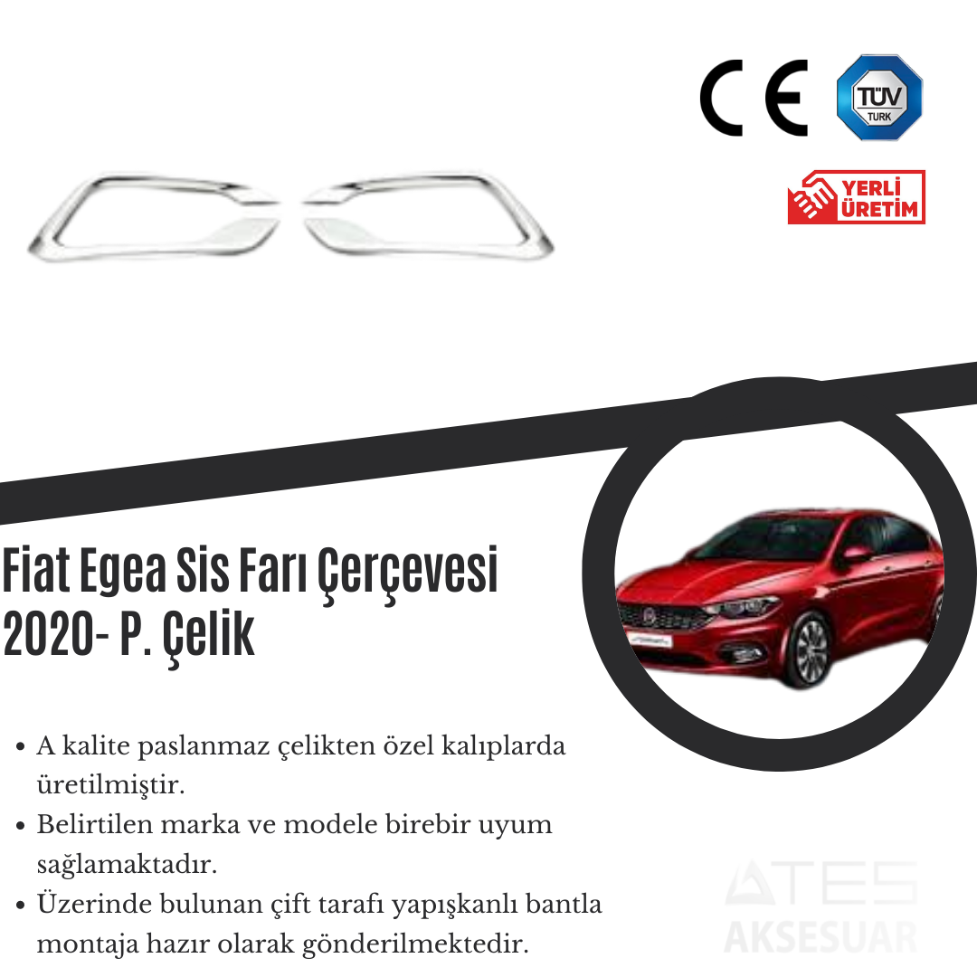 Fiat Egea 2020 Sis Farı Çerçevesi Paslanmaz Çelik