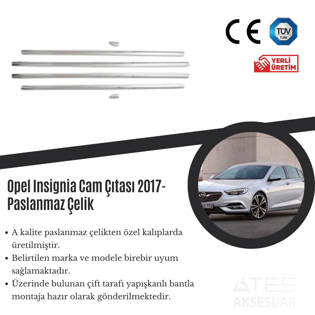 Opel İnsignia 2017 Cam Çıtası Paslanmaz Çelik