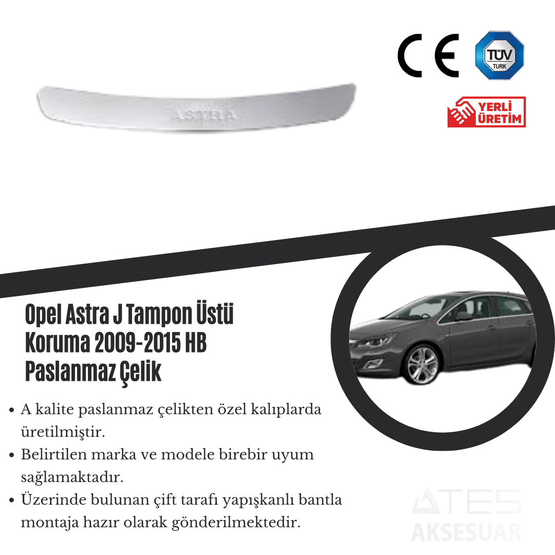 Opel Astra J 2009-2015 Tampon Üstü Koruma Paslanmaz Çelik