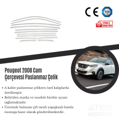 Peugeot 2008 Cam Çerçevesi Paslanmaz Çelik