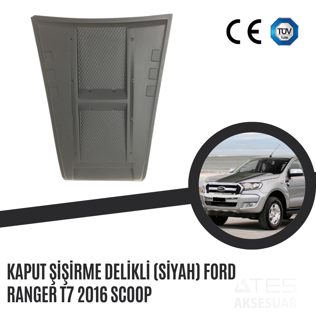 Kaput Şişirme Delikli (Siyah) Ford Ranger T7 2016 Scoop