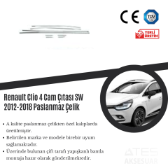 Renault Clio 4 SW 2012-2018 Cam Çıtası Paslanmaz Çelik