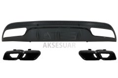 MERCEDES W205 C63 SIYAH DIFÜZÖR & EGZOZ SETI (AMG SEDAN) - SIYAH EGZOZ ILE