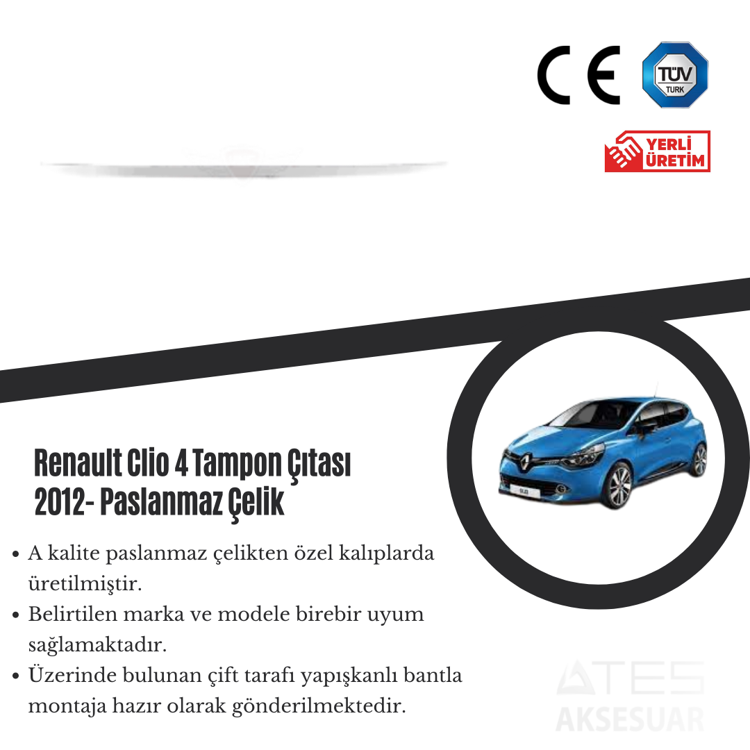 Renault Clio 4 2012 Tampon Çıtası Paslanmaz Çelik