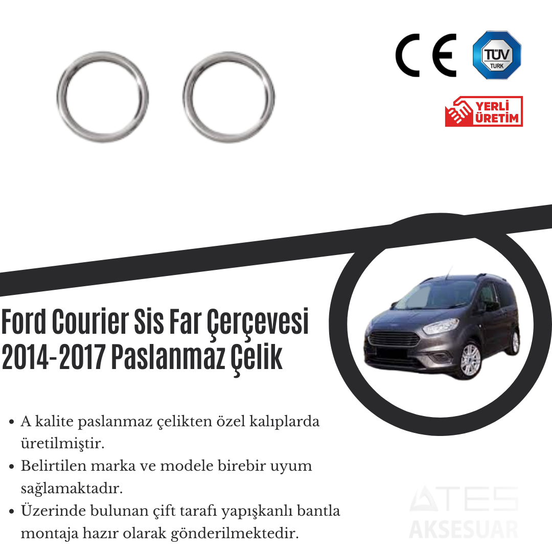 Ford Courier 2014-2017 Sis Farı Çerçevesi Paslanmaz Çelik