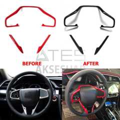 HONDA CIVIC FC5 2016-2021 DİREKSİYON KAPLAMA SETİ KIRMIZI 3 PARÇA