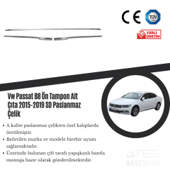 Volkswagen Passat B8 2015-2019 Ön Tampon Alt Çıtası Paslanmaz Çelik
