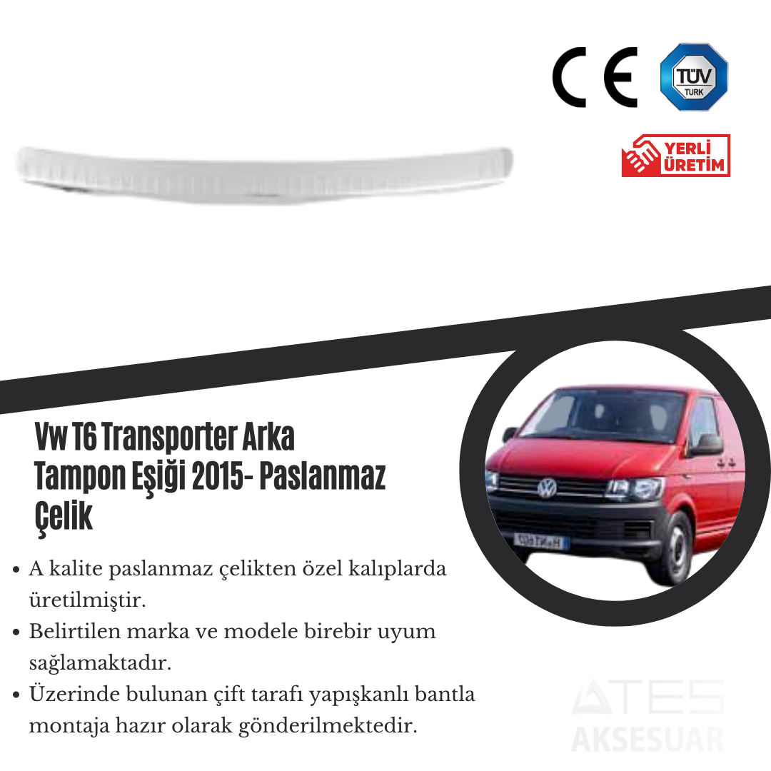 Volkswagen Transporter T6 2015 Arka Tampon Eşiği Paslanmaz Çelik