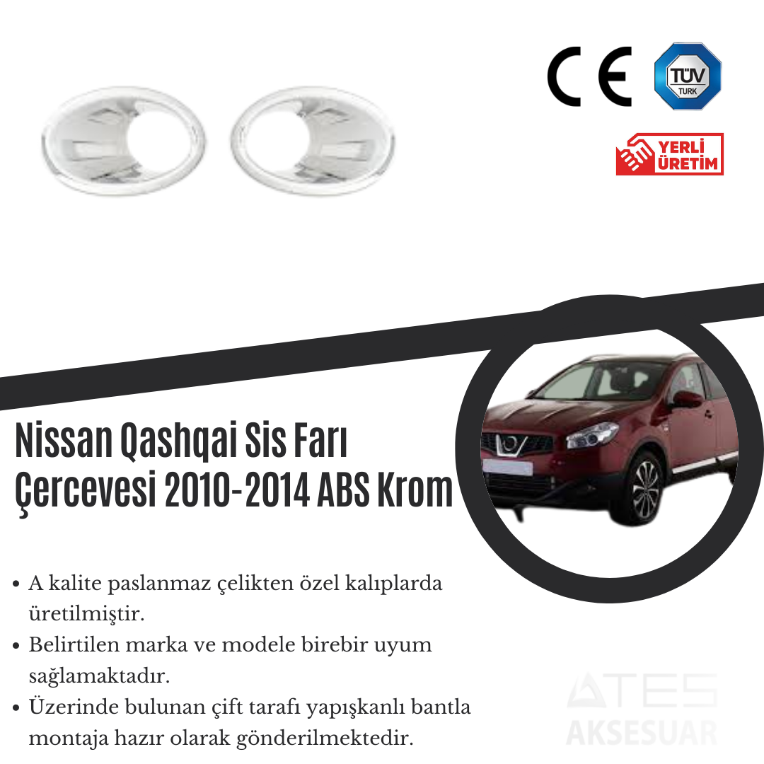 Nissan Qashqai 2010-2014 Sis Farı Çerçevesi ABS Krom