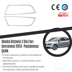 Skoda Octivia 3 2013 Sis Farı Çerçevesi Paslanmaz Çelik